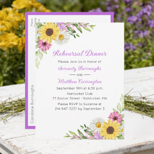 Florales Wildblumen-Sonnenblumen-Gänseblümchen-Pro Einladungspostkarte