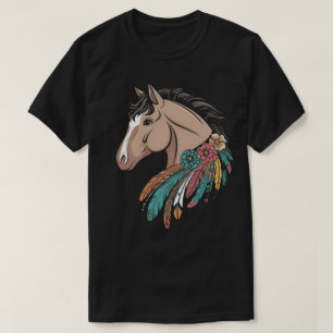 Florales Wildpferd-Land Pferdereiten T-Shirt