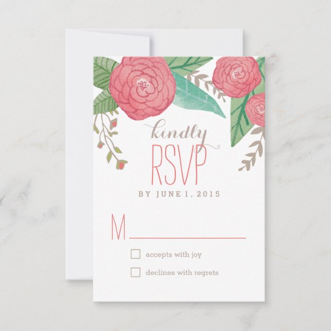 Floralfarbene Hochzeitstipps / RSVP-Karten RSVP Karte (Vorderseite)