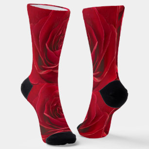 Floralfotografie: Fett Rot/Weiß Rose Center Socken