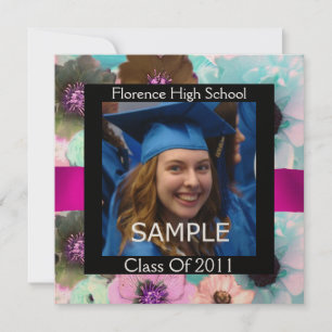 FLORALISCHES ABSCHLUSS-FOTO-VORLAGENMONOGRAMM EINLADUNG