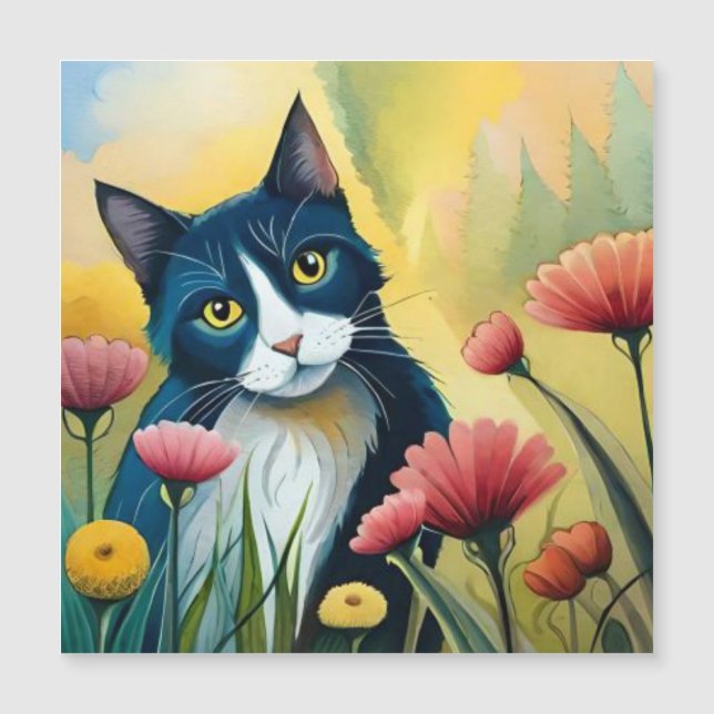 FLoralkatze Magneteinladung (Vorderseite)