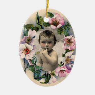 FLORALKULTUR,WILD ROSE BABY DUSCHE FOTOVORLAGE KERAMIK ORNAMENT