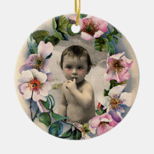FLORALKULTUR,WILD ROSE BABY DUSCHE FOTOVORLAGE KERAMIKORNAMENT