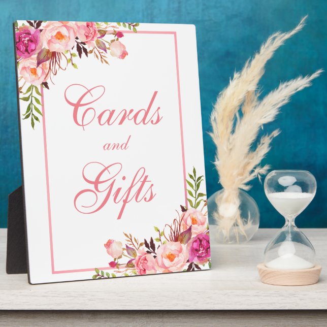 Floralrosa Dusche oder Hochzeitskarten Geschenke Fotoplatte (Seite)