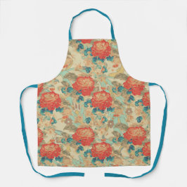 Florals Aquamarin, Pfirsichfarben, Aquamarine All- Schürze