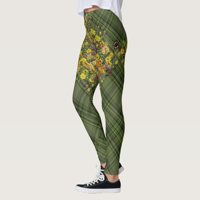 Florals auf Kariert Leggings (Links)