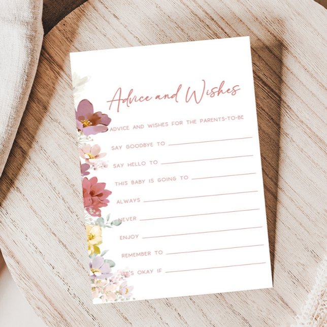 Florals Baby Bloom Shower Ratschläge und Wünsche S (Baby In Bloom Baby Shower Game)