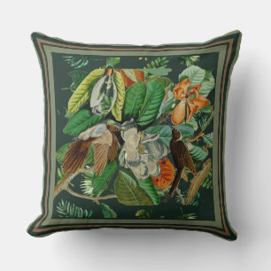 Florals Birds Dark Green Kissen