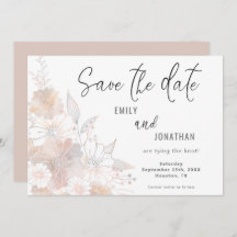 Florals Blush Peach Gray Wedding Save the Date