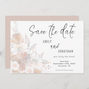 Florals Blush Pfirsichgrauen Hochzeit retten Datum Save The Date