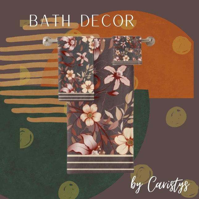Florals Brown & Peach Badhandtuch Set (Von Creator hochgeladen)