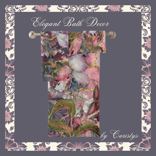 Florals Elegante Burgandy Shades mit Gold Badhandtuch Set (Von Creator hochgeladen)