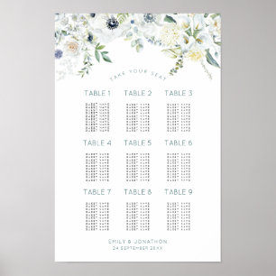 Florals Eukalyptus 9 Tische 90 Gästekarte Poster