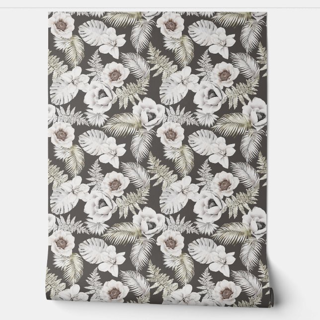 Florals Foliage Boho Tropical Tapete (Abrollen)
