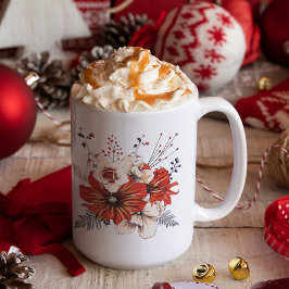 Florals Foliage Red Creme Name Kaffeetasse