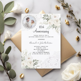 Florals Foto 10. Hochzeitstag Einladung