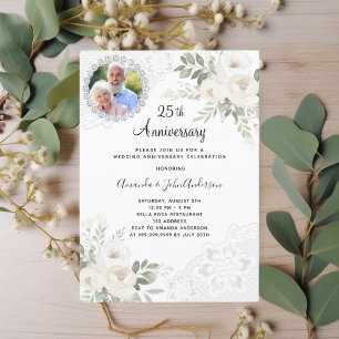 Florals Foto 25. Hochzeitstag Einladung