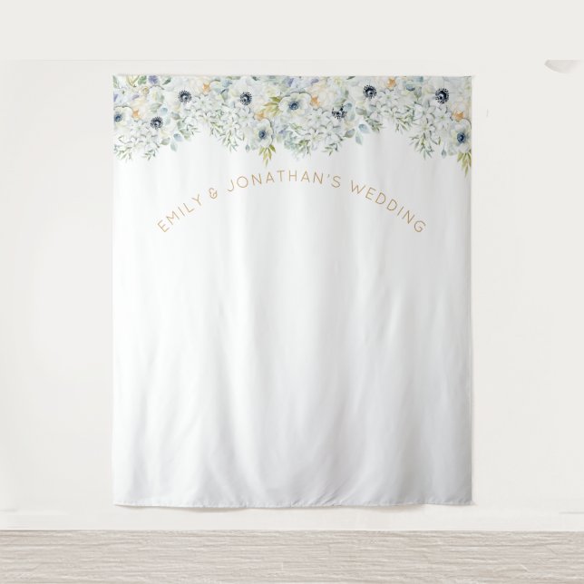 Florals Greenerity Wedding Party Foto Hintergrund Wandteppich (Vorderseite)