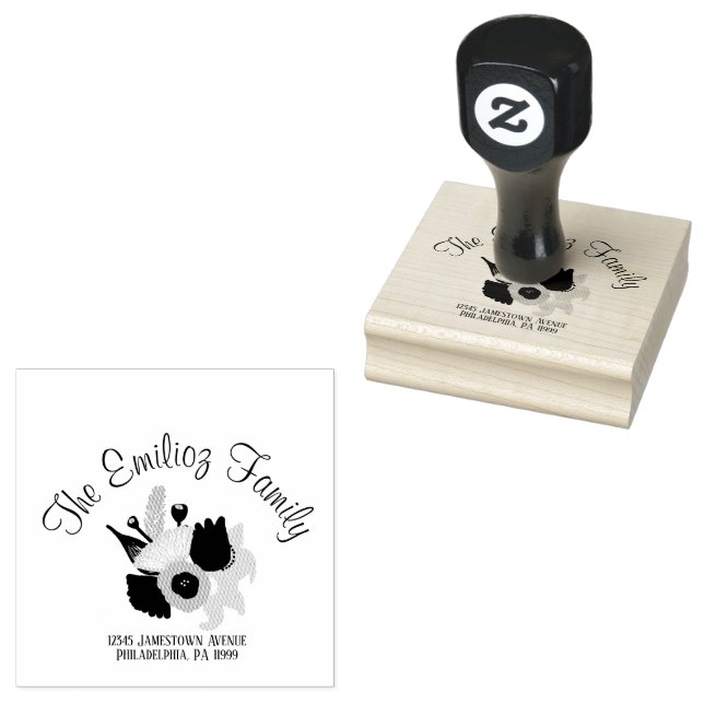 Florals Handgezeichneter Name Anschrift Rubber Bri Gummistempel (Stempel)