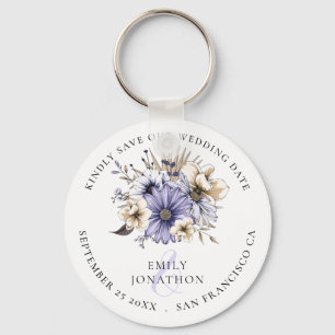 Florals Lilac Wedding Keepake Save the Date Schlüsselanhänger