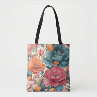 Florals Muster mutierte lebendige Farben Tote Bag