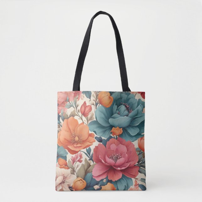 Florals Muster mutierte lebendige Farben Tote Bag (Vorderseite)