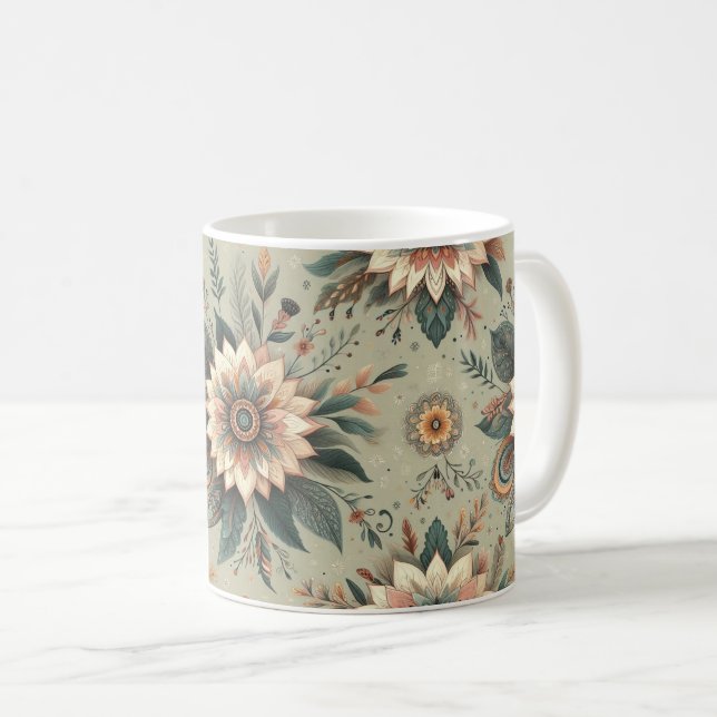 Florals on Sage Kaffeetasse (VorderseiteRechts)