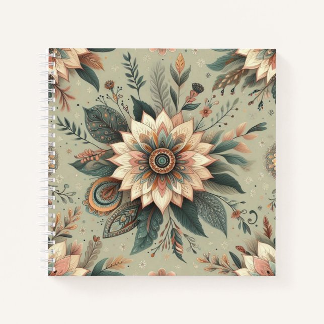 Florals on Sage Notizbuch (Vorderseite)