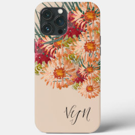 Florals Peach Gold Mit Monogramm Case-Mate iPhone Hülle