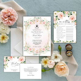 Florals rosa presupuesto Bridgerton Bridal Shower Einladung