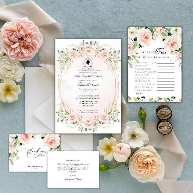 Florals rosa presupuesto Bridgerton Bridal Shower Einladung (Von Creator hochgeladen)