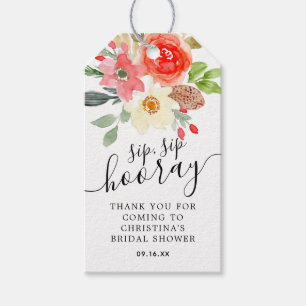 Florals Sip Hooray Brautparty Geschenkanhänger