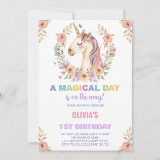 Florals Unicorn Einladungen zum Geburtstag