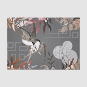 Florals, Vögel, Schiefergrauen Hintergrund Decoupa Seidenpapier