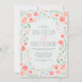 Florals Wasserfarbe Elegante und einfache Hochzeit Einladung
