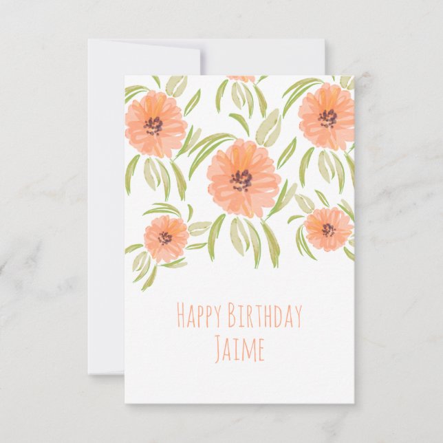 Florals Wasserfarbe in Peach Mama Geburtstag Karte (Vorderseite)