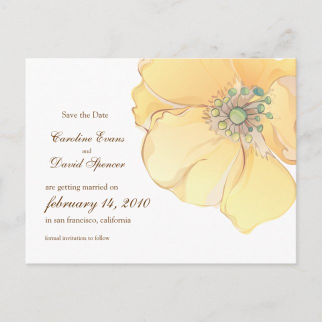 Florals Watercolor Save the Date Postcard Ankündigungspostkarte (Vorderseite)