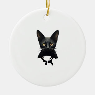 Florals Whimsigoth Gothic Style Kitty and Poppies Keramik Ornament