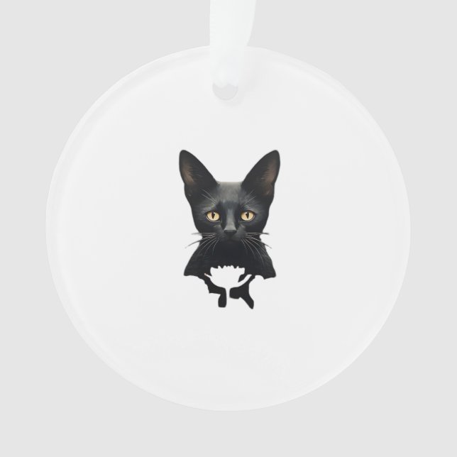 Florals Whimsigoth Gothic Style Kitty and Poppies Ornament (Vorderseite)