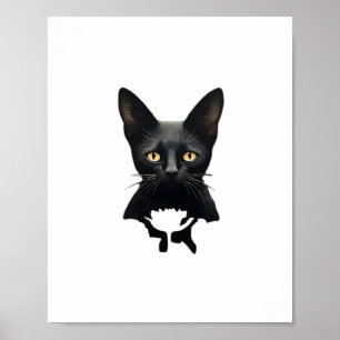 Florals Whimsigoth Gothic Style Kitty and Poppies Poster