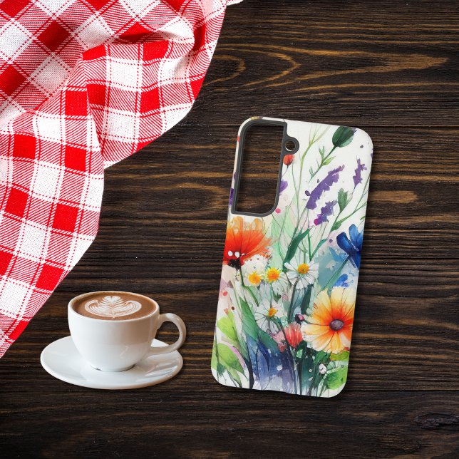 Florals Wildblumen Feminine Trendy Samsung Galaxy Hülle (Samsung S22, S21, S20, 10 Wildflowers Watercolor Floral Phone Case, Plus and Ultra)