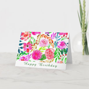 FLORALWASSERFARBE GLÜCKLICH GEBURTSTAG KARTE