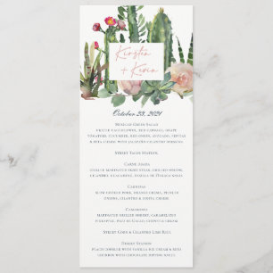 FLORALWÜSTE KACTI WATERCOLOR WEDMENU MENÜKARTE