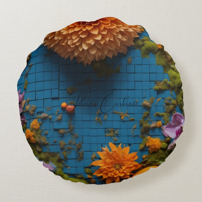 Flora's Embrace Round Pillow Rundes Kissen (Rückseite)