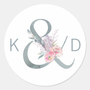 Florenampersand und Monogramm-Hochzeit Runder Aufkleber