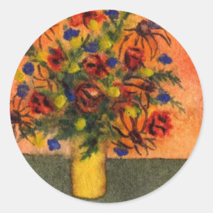 Florenaufkleber "Gelbe Vase" Runder Aufkleber