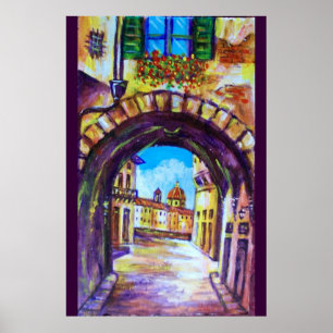 FLORENCE ANTIQUE ALLEY VIEW CHURCH CESTELLO POSTER