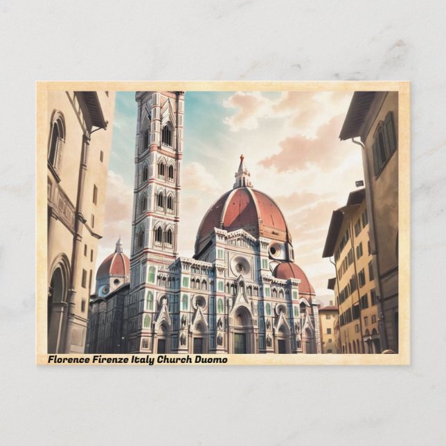 Florence Firenze Italien Kirche Duomo Vintag Postkarte (Vorderseite)