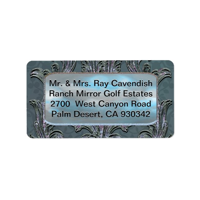 Florence Floral Elegant Damask Adressaufkleber (Vorne)